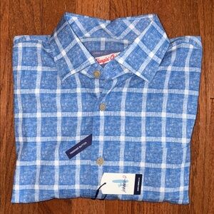 johnnie-O Alto Laguna Blue Plaid Check Hangin Out Button Down Shirt Medium NWT